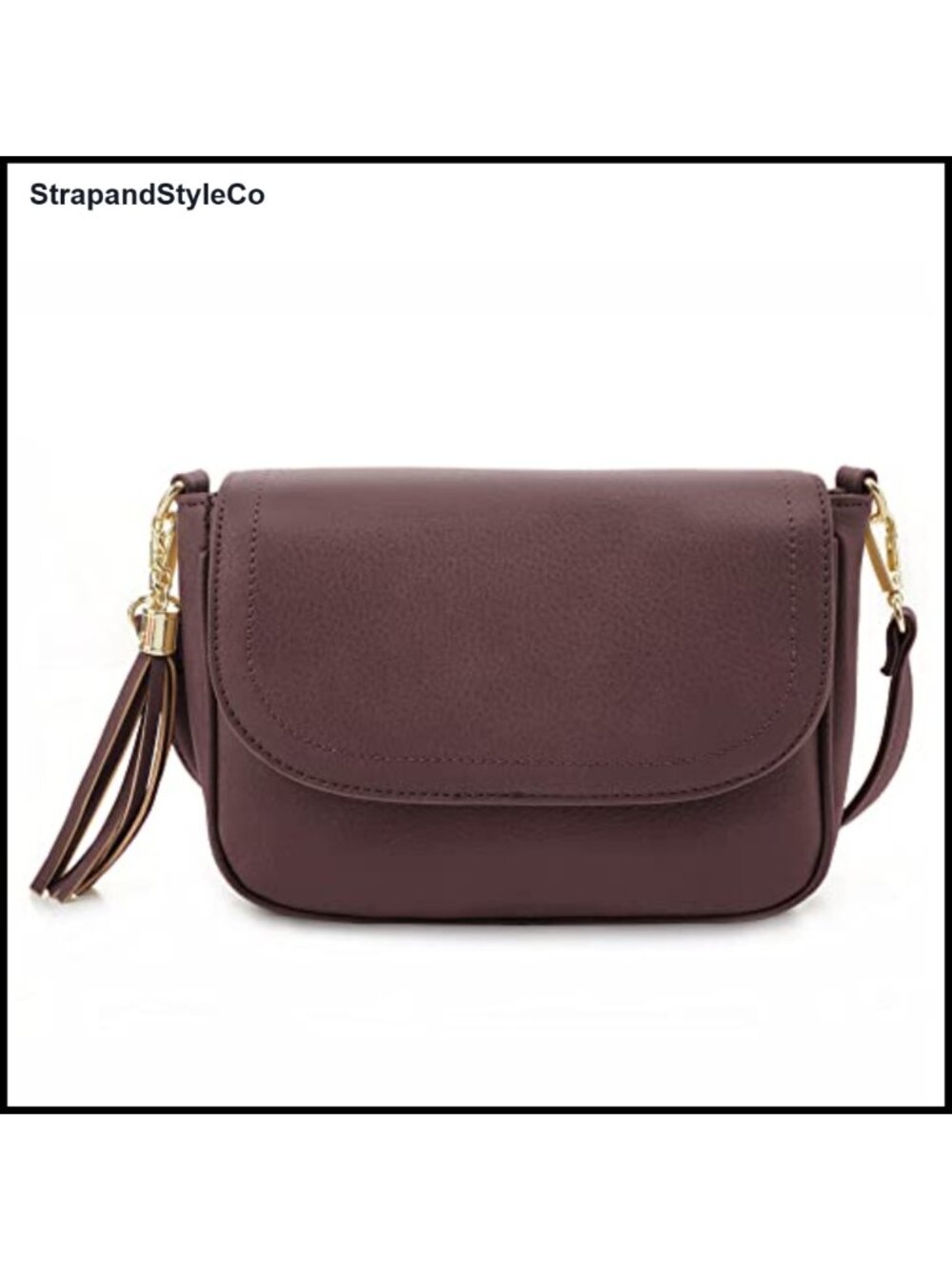 Small Flap Crossbody Bag Vegan Leather Saddle Purse with Tassel